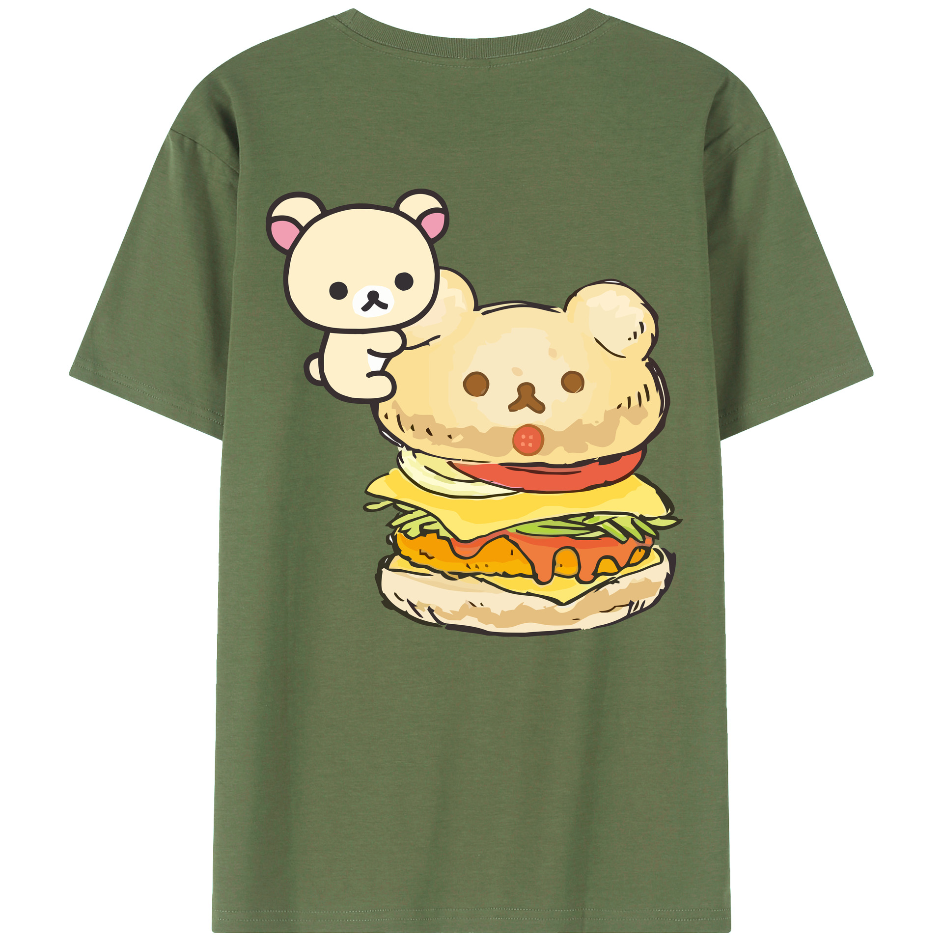 （画像用） リラックマ リラックマ キイロイトリ Rilakkuma Korilakkuma Kiiroitori 綿100％ メンズ半袖Tシャツ（バックプリント） 通気性